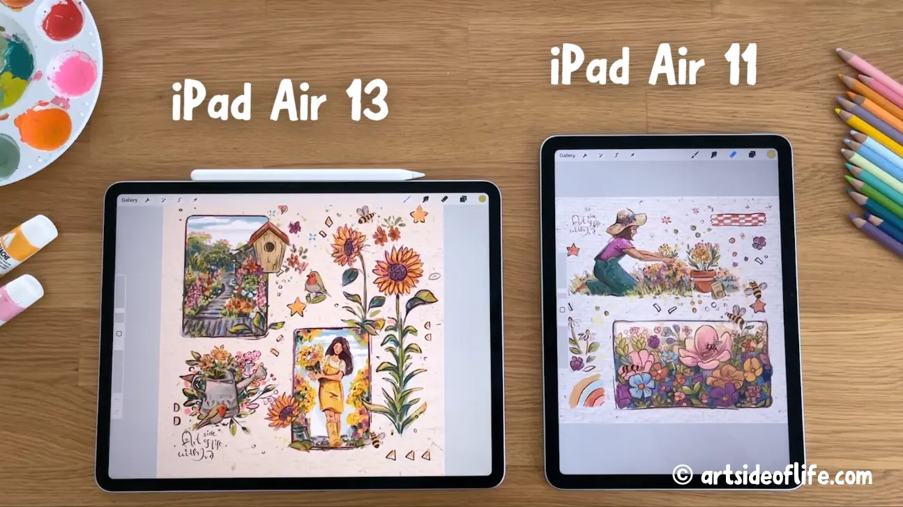 Photo: iPad Air M4/M3/M2 13-inch and 11-inch size comparison - ©Art Side of Life