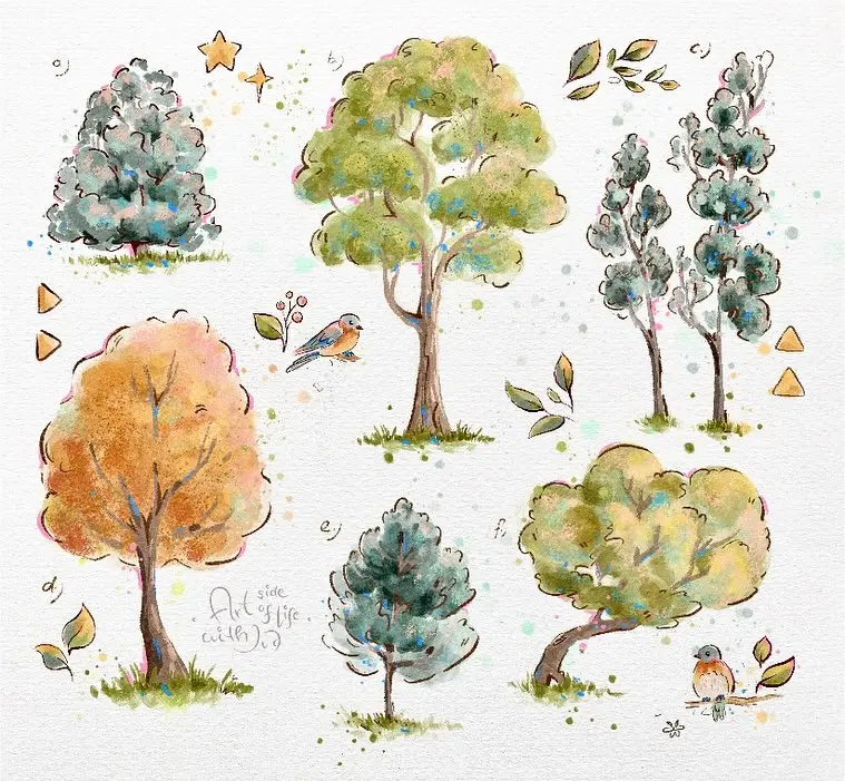 trees-watercolor_brushes-iva_mikles-artsideoflife